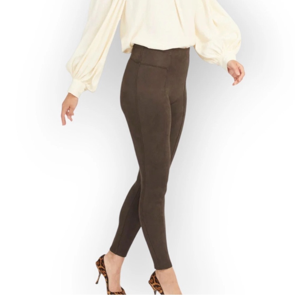 SPANX Suede Leggings Chocolate Brown 20322 size Medium PETITE
